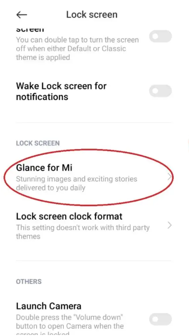 Step 3 of how to remove Glance from your lock screen - Find the Glance option