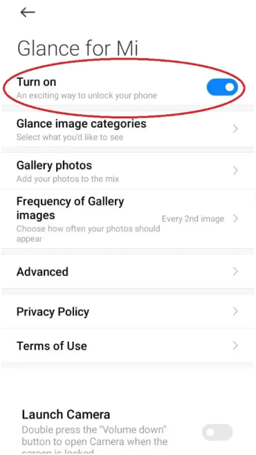 Step 4 of how to remove Glance from your lock screen - Disable Glance from lock screen